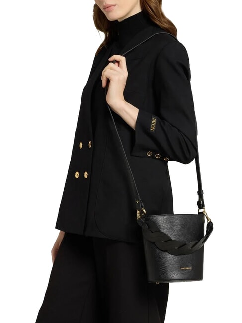 CHARLOTTE Mini sac seau en cuir Noir - Sacs pour Femme