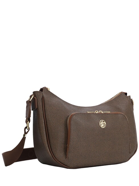 LUX Sac bandouli&egrave;re Hobo avec poche chocolat - Sacs pour Femme