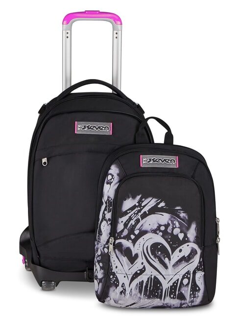PLUMPY LINE GIRL Sac &agrave; dos trolley double face Noir - Sacs &agrave; dos &agrave; roulettes