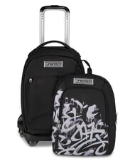 SEVEN PLUMPY LINE BOY Sac &agrave; dos double avec trolley Noir - Sacs &agrave; dos &agrave; roulettes - 2