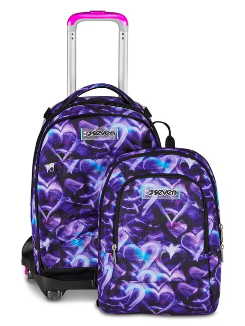LOVEPASS Sac &agrave; dos trolley 3 en 1 violette magique - Sacs &agrave; dos &agrave; roulettes