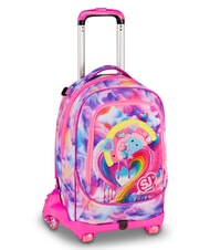 SJGANG JOYFUL PINS GIRL Sac &agrave; dos trolley 3 en 1 fuxiafluo - Sacs &agrave; dos &agrave; roulettes - 3