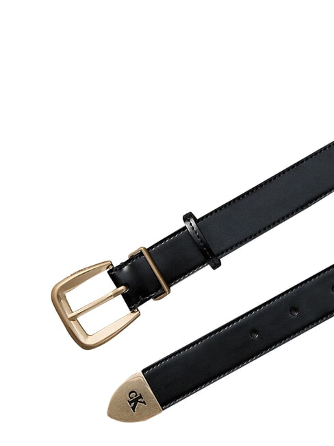 HW END TIP ceinture en cuir noir / or clair antique - Ceintures