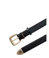 CALVIN KLEIN HW END TIP ceinture en cuir noir / or clair antique - Ceintures - 3