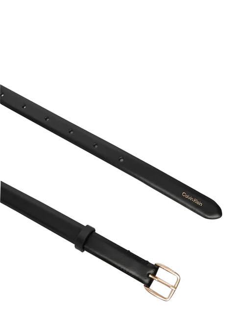 ESSENTIAL BUCKLE ceinture en cuir noir / or clair antique - Ceintures