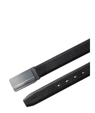 CALVIN KLEIN METAL LOGO ceinture en cuir noir / gris anthracite mat - Ceintures - 3