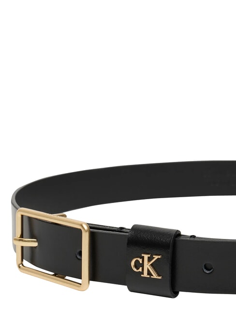CLASSIC BUCKLE ceinture en cuir noir / or clair antique - Ceintures