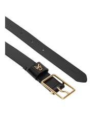 CALVIN KLEIN CLASSIC BUCKLE ceinture en cuir noir / or clair antique - Ceintures - 3