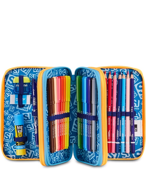 JOYFUL PINS BOY Trousse &agrave; crayons avec kit scolaire Impression bleu - &Eacute;tuis et Accessoires