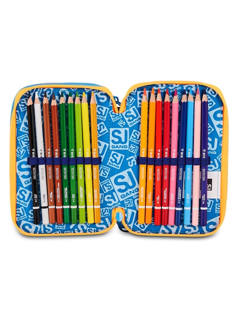 JOYFUL PINS BOY Trousse &agrave; crayons avec kit scolaire Impression bleu - &Eacute;tuis et Accessoires