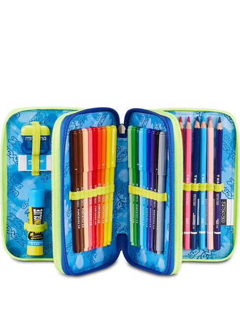 BLU FUSION Trousse &agrave; crayons avec kit scolaire Fluo turquoise - &Eacute;tuis et Accessoires