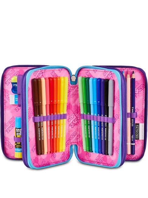 PINK FUSION Trousse &agrave; crayons avec kit scolaire Rose - &Eacute;tuis et Accessoires
