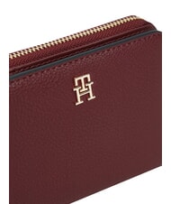TOMMY HILFIGER TH ICON portefeuille pliable velours bordeaux - Portefeuilles Femme - 4