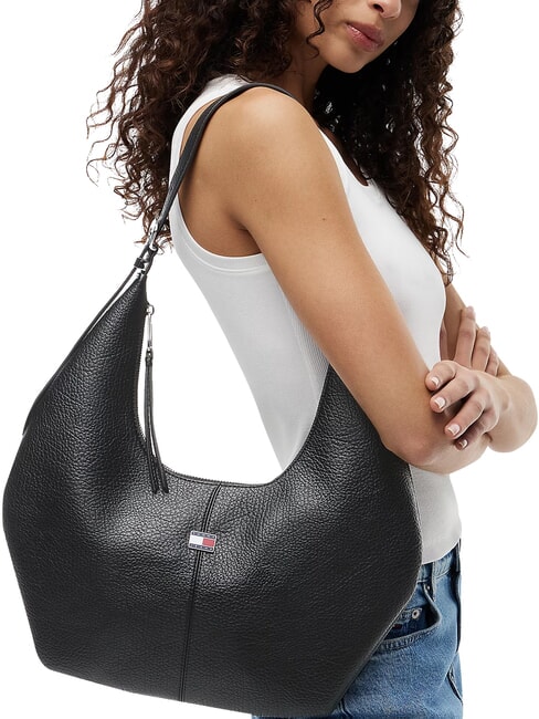 TJW SLOUCHY Sac bandouli&egrave;re, avec plaque le noir - Sacs pour Femme
