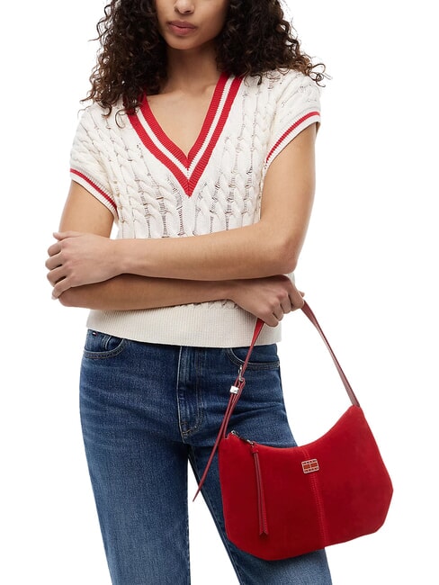 TJW SLOUCHY Sac bandouli&egrave;re en cuir su&eacute;d&eacute; Rouge d'Arizona - Sacs pour Femme