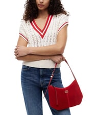 TOMMY HILFIGER TJW SLOUCHY Sac bandouli&egrave;re en cuir su&eacute;d&eacute; Rouge d'Arizona - Sacs pour Femme - 2