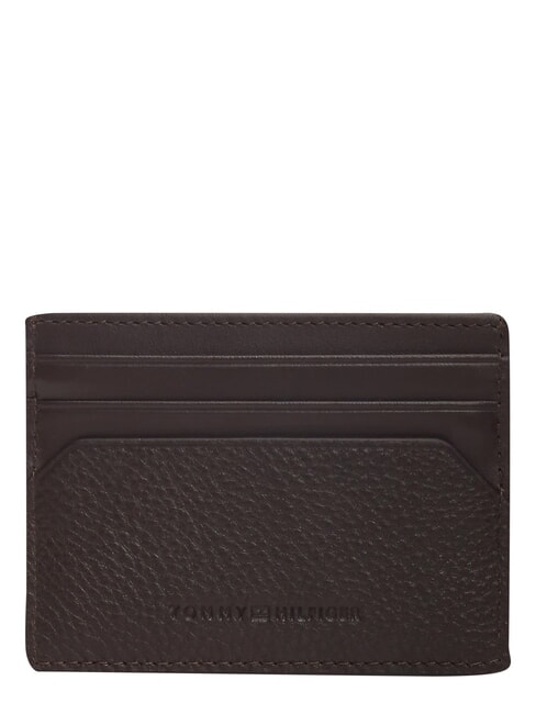 TH CENTRAL porte-cartes de cr&eacute;dit en cuir caf&eacute; en grains - Portefeuilles Homme
