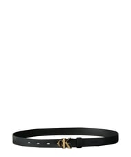 CALVIN KLEIN FACTED CK BUCKLE ceinture en cuir noir / or clair antique - Ceintures - 3