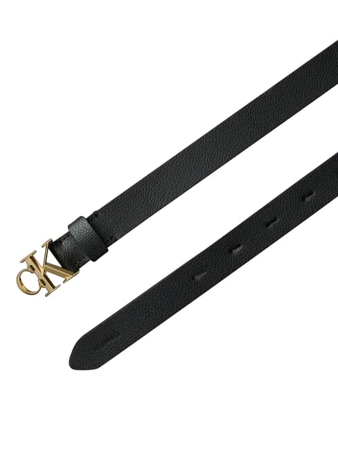 FACTED CK BUCKLE ceinture en cuir noir / or clair antique - Ceintures