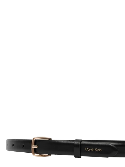 ESSENTIAL BUCKLE ceinture en cuir noir / or clair antique - Ceintures