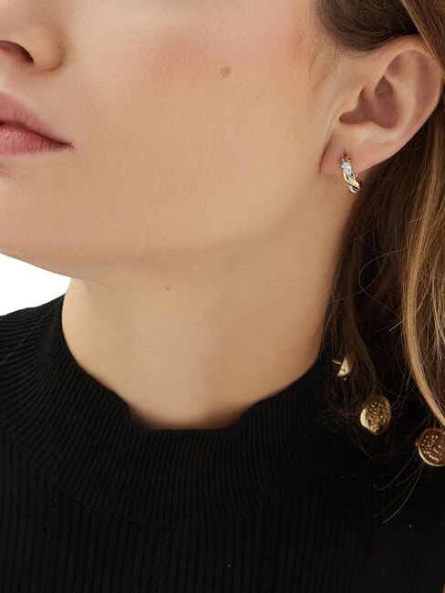TWIST Boucles d'oreilles en acier or jaune/rhodium - Boucles d'oreilles