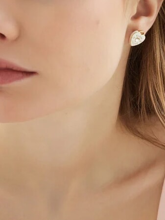 AMORE Boucles d'oreilles en acier or jaune/blanc - Boucles d'oreilles