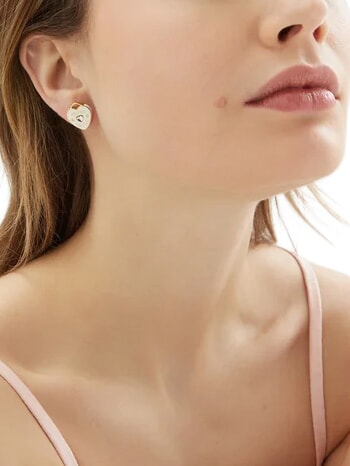 AMORE Boucles d'oreilles en acier or jaune/blanc - Boucles d'oreilles