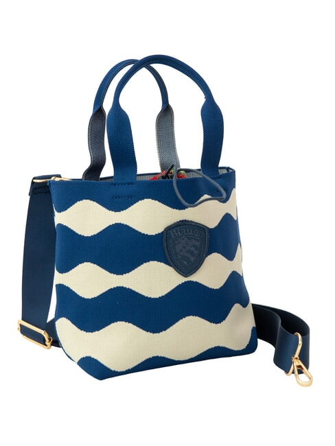 KNITTED Sac &agrave; main avec bandouli&egrave;re cr&egrave;me/marine - Sacs pour Femme
