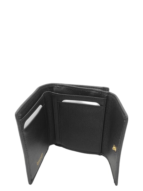 BASIC Petit portefeuille en cuir &agrave; rabat noir - Portefeuilles Femme