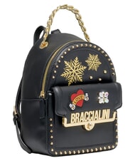 BRACCIALINI ROCK Sac &agrave; dos avec poche avant &agrave; clip noir - Sacs pour Femme - 2