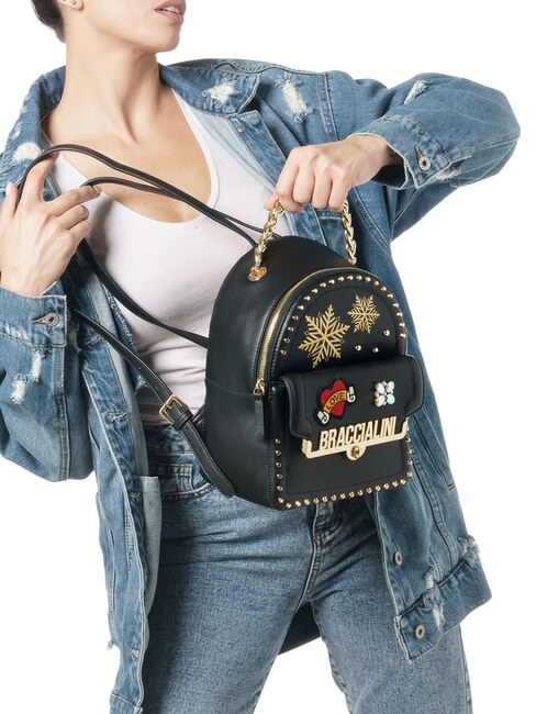 ROCK Sac &agrave; dos avec poche avant &agrave; clip noir - Sacs pour Femme