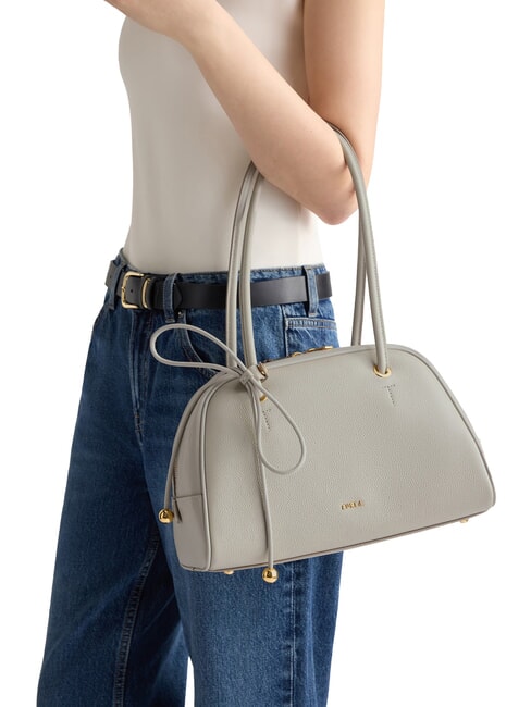 POPPY Sac bandouli&egrave;re en cuir gris pierre - Sacs pour Femme