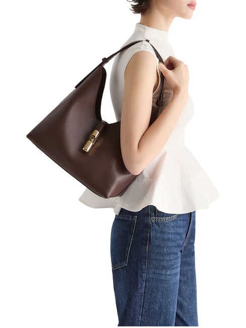 GOCCIA Sac bandouli&egrave;re en cuir chocolat - Sacs pour Femme