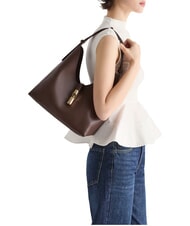 FURLA GOCCIA Sac bandouli&egrave;re en cuir chocolat - Sacs pour Femme - 2