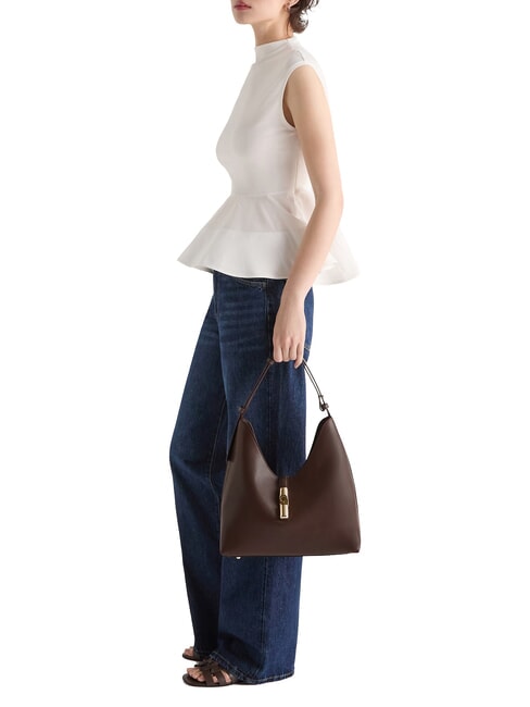 GOCCIA Sac bandouli&egrave;re en cuir chocolat - Sacs pour Femme