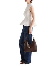 FURLA GOCCIA Sac bandouli&egrave;re en cuir chocolat - Sacs pour Femme - 7