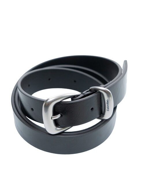 2PIECE LOGO ceinture en cuir noir / nickel antique - Ceintures