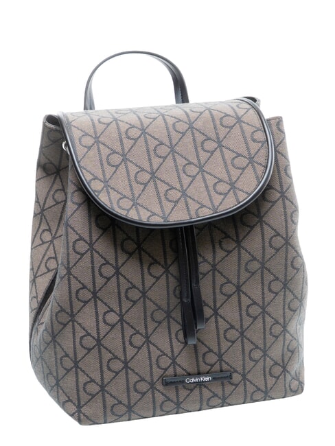 EMBLEM AOP Sac &agrave; dos avec poche int&eacute;rieure lotus beige / noir aop - Sacs pour Femme