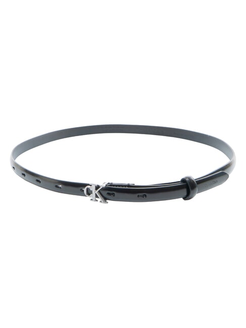 ROUND CK BUCKLE ceinture en cuir noir / nickel antique - Ceintures