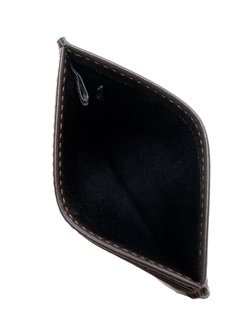 RAISED LOGO porte-cartes en cuir plat brun fonc&eacute; - Portefeuilles Homme