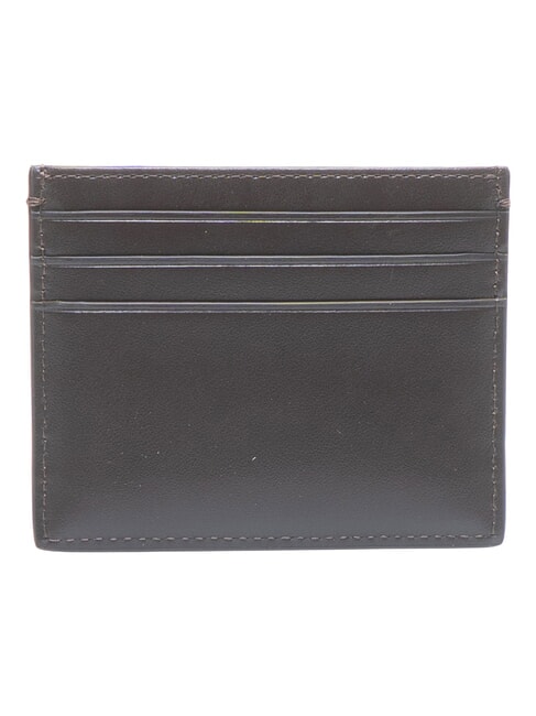 RAISED LOGO porte-cartes en cuir plat brun fonc&eacute; - Portefeuilles Homme