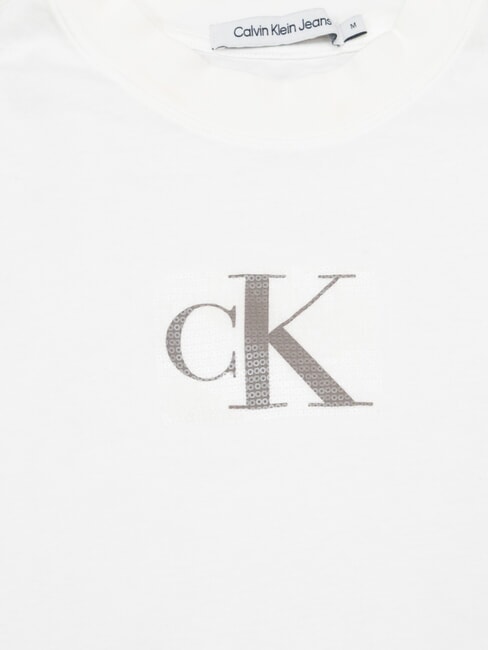 CK JEANS T-shirt court &agrave; manches longues blanc brillant - T-shirt