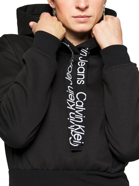 CK JEANS robe &agrave; capuche noir/blanc &eacute;clatant - V&ecirc;tements femme