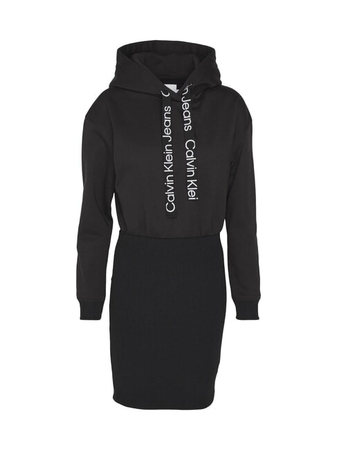 CK JEANS robe &agrave; capuche noir/blanc &eacute;clatant - V&ecirc;tements femme