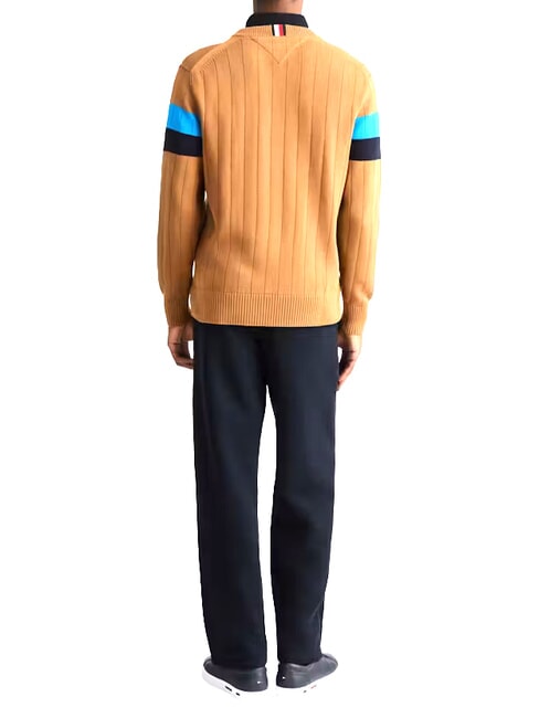 TH pull &agrave; col rond cognac / mono de canne &agrave; sucre - Pulls pour hommes