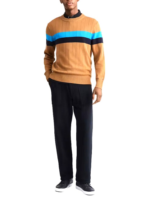 TH pull &agrave; col rond cognac / mono de canne &agrave; sucre - Pulls pour hommes