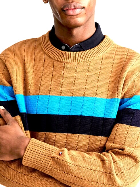 TH pull &agrave; col rond cognac / mono de canne &agrave; sucre - Pulls pour hommes