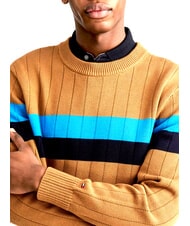 TOMMY HILFIGER TH pull &agrave; col rond cognac / mono de canne &agrave; sucre - Pulls pour hommes - 4