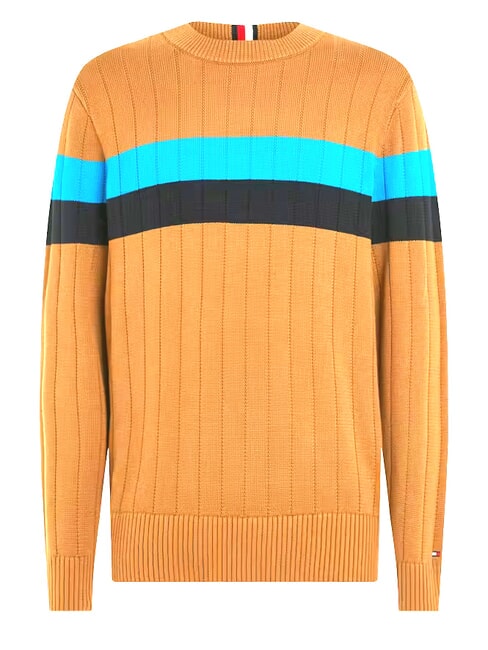 TH pull &agrave; col rond cognac / mono de canne &agrave; sucre - Pulls pour hommes