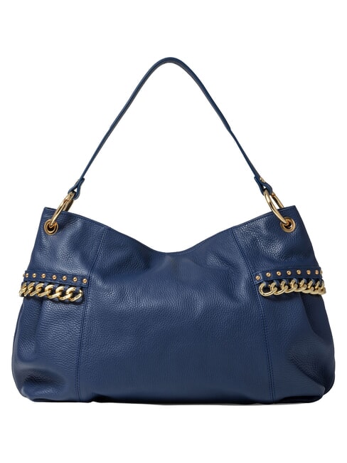 NORA Sac bandouli&egrave;re en cuir avec cha&icirc;ne bleu - Sacs pour Femme